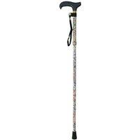 Loops Deluxe Ambidextrous Foldable Walking Cane - 5 Height Settings - White Floral
