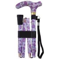 Loops Deluxe Ambidextrous Foldable Walking Cane - 5 Height Settings - Purple Blossom
