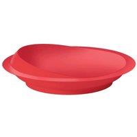 Loops Red Plastic Scoop Plate - Removable Suction Cup Base - Independent Dining Aid