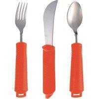 Loops 3 Piece Bendable Cutlery Set - Fork Knife & Spoon - Diswasher Safe - Red