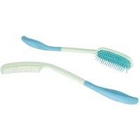 Loops Long-Handled Brush & Comb Set - Ergonomically Designed Rubber Handles