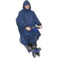 Loops Blue Lightweight Scooter Poncho with Sleeves Waterproof Fabric Machine Washable