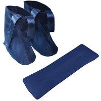 Loops Microwavable Slippers & Neck Warmer Set - Removable Heat Pouch - Navy Blue