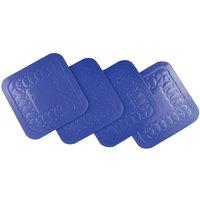 Loops 4 Pack Blue Silicone Rubber Anti Slip Table Coasters - 90 x 90mm - Dishwasher Safe