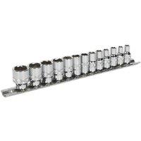 Loops 13 PACK Socket Set 1/4" Metric Square Drive - 6 Point LOCK-ON Rounded Heads