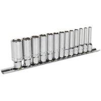 Loops 13 PACK DEEP Socket Set 1/4" Metric Square Drive - 6 Point LOCK-ON Rounded Heads