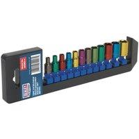 Loops 12 PACK Multi Colour Socket Set 1/4" Metric Square Drive - 6 Pt WallDrive Torque