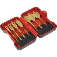 Loops 7 Piece Titanium Coated Flat Wood Drill Bit Set - 1/4" Hex Shank - Storage Box