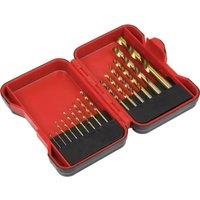 Loops 15 Piece Titanium Coated HSS Drill Bit Set - High Speed Steel - Storage Box in Metallics