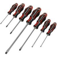 Loops 7 PACK Premium Soft Grip Screwdriver Set - Slotted & Phillips Various Sizes RED