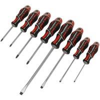 Loops 8 PACK Premium Soft Grip Screwdriver Set - Slotted & Phillips Various Sizes RED