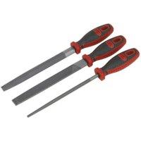 Loops 3 Piece Engineers 200mm File Set - Flat Half-Round & Round - Double Cut
