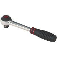 Loops 72-Tooth Ratchet Wrench - 1/4 Inch Sq Drive - Rubber Grip Handled Steel Wrench in Metallics