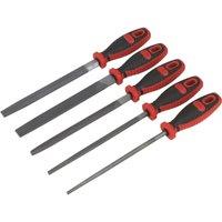 Loops 5 Piece 200mm Engineers Smooth Cut File Set - Double Cut - Comfort Grip Handles