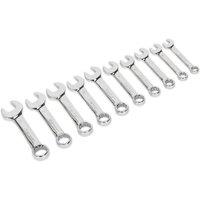 Loops 10pc STUBBY Combination Spanner Set - 10mm to 19mm - 12 Point Short Handled Ring