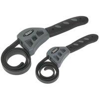 Loops 2 Piece Adjustable Strap Wrench Set - 120 & 150mm Diameters - Soft Grip Handle