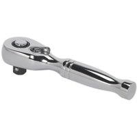 Loops 48-Tooth Stubby Pear-Head Ratchet Wrench - 1/4 Inch Sq Drive - Flip Reverse