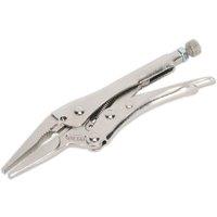 Loops 170mm Long Nose Locking Pliers - Deeply Serrated 50mm Jaws - Riveted Handle