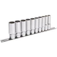 Loops 10pc UNIVERSAL DEEP Metric Socket Set - 3/8" Sq TOTAL DRIVE Fits Most Fasteners