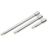 Loops 3 Piece Wobble / Rigid Extension Bar Set - 3/8" Sq Drive - Deep Knurling