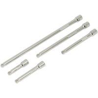 Loops 5 Piece Knurled Wobble Extension Bar Set - 1/4" Sq Drive - Socket Retainer