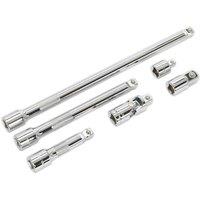Loops 6 Pc Wobble / Rigid Extension Bar Set - 3/8" Sq Drive - Adaptors & Joint