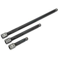 Loops 3 Piece PREMIUM Wobble / Rigid Extension Bar Set - 3/8" Sq Drive - Deep Knurling