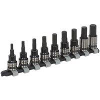 Loops 9pc Hex Key Socket Bit Set - 3/8" Square Drive 4mm to 12mm - PREMIUM S2 Steel in Metallics