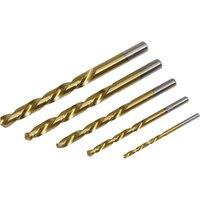 Loops 5 Piece Left-Hand Spiral Drill Bit Set - 3.2mm to 8.7mm - 4121 HSS Steel in Metallics