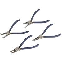 Loops 4 Piece Circlip Pliers Set - Spring Loaded Jaws - Hardened & Tempered Steel in Metallics