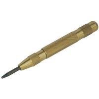Loops 125mm Automatic Centre Punch - Knurled Brass Barrel - Spring Loaded Steel Point in Metallics