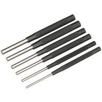 Loops 6 Piece Parallel Pin Punch Set - Knurled Barrel Grip - 150mm - Chromed Steel in Metallics
