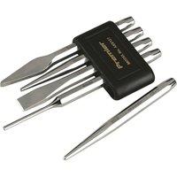 Loops 5 Piece PREMIUM Punch & Chisel Set - Hardened & Tempered - Chromed Steel in Metallics