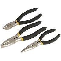Loops 3 Piece Nickel-Ferrous Pliers Set - Combination Long Nose & Side Cutters - Ni-Fe in Metallics