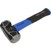 Loops 3lb Club Hammer with Fibreglass Shaft - Drop Forged Carbon Steel - Rubber Grip in Metallics