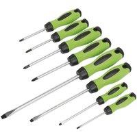 Loops 8 PACK - Hi-Vis Green Screwdriver Set - Slotted Phillips POZI Premium Drivers