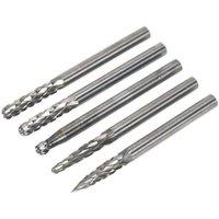 Loops 5 PACK - 3mm Micro Carbide Burr Bits Set - VARIOUS HEADS - Rotary Metal Cutter