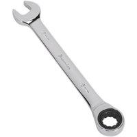 Loops 15mm Ratchet Combination Spanner - Chrome Vanadium Steel - 72 Tooth Ratchet Ring in Metallics