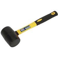 Loops 1lb Rubber Mallet - Fibreglass Shaft - General Purpose Hammer - DIY Tool Camping in Clear