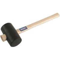 Loops 1.75lb Black Rubber Mallet - Wooden Shaft Handle - General Purpose Hammer