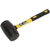 Loops 2lb Rubber Mallet - Fibreglass Shaft - General Purpose Hammer - DIY Tool Camping in Clear
