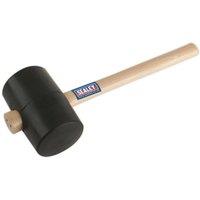 Loops 2.5lb Black Rubber Mallet - Wooden Shaft Handle - General Purpose Hammer