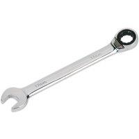 Loops 17mm Reversible Ratchet Combination Spanner - Chrome Vanadium Steel Wrench in Metallics