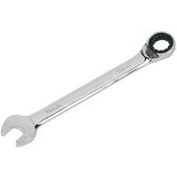 Loops 19mm Reversible Ratchet Combination Spanner - Chrome Vanadium Steel Wrench in Metallics