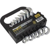 Loops 7pc STUBBY Short Handled Combination Spanner Set - 12 Point Imp Ring Open Head