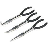 Loops 3 Piece 275mm Needle Nose Pliers - Drop Forged Steel - Straight & Angled Nose in Metallics