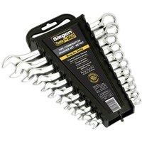Loops 11pc Slim Handled Combination Spanner Set 12 Point Metric Ring Open End Head