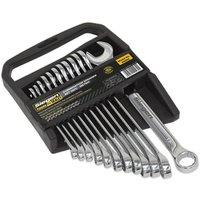 Loops 12pc Slim Handled Combination Spanner Set 12 Point Metric Ring Open End Head