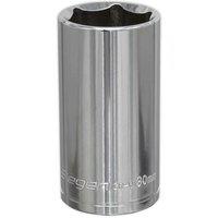 Loops 30mm Chrome Plated Deep Drive Socket - 1/2" Square Drive High Grade Carbon Steel in Metallics