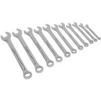 Loops 11pc Slim Handled Combination Spanner Set - 12 Point Imperial Ring Open End Head